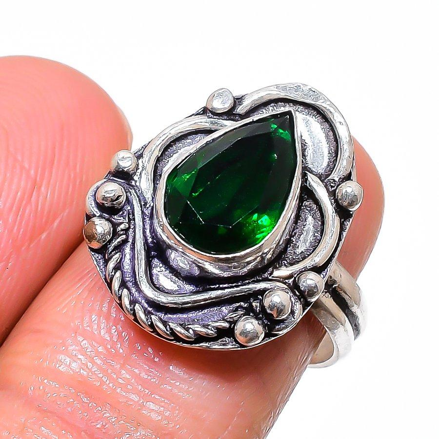 Chrome Diopside Handmade 925 Sterling Silver Jewelry Ring Size 7.5 C1A58
