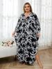 Women's Bohemian Printed V-neck Bat Sleeve Kaftan Robe Snake Patterned Long Dress Cozy Moo Moo Dress Outfit