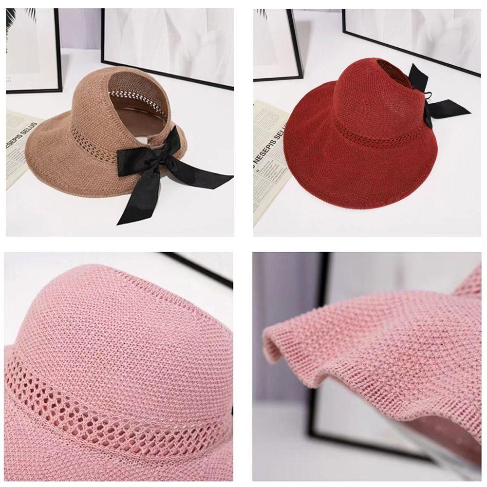 Summer Supply Women Ponytail Wide Brim Crochet Beach Cap Women's Hat Caps Scallop Cap Sun Hats