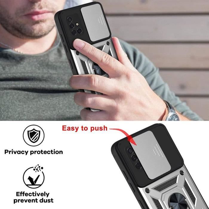 Coque de Protection - Booling - pour Samsung A51 - Argenté - Style Armée - Antichoc - 2 Verres Trempés