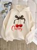 Girls Y2K Leopard Bow Cherry Print Hoodie Sweatshirt Casual Spring Fashion Children's Hoody Casual Spring Fashion Sweatshirt
