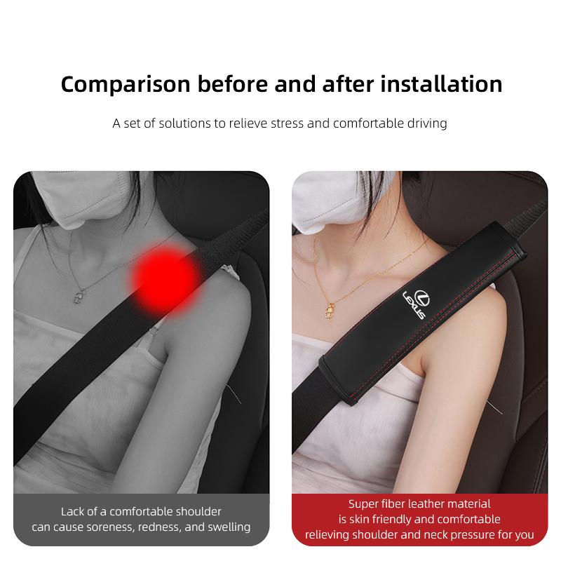 SFSE5 2PCS Car Seat Belt Cover Auto Shoulder Pad Interior Accessories For Lexus F SPORT RX300 IS200 IS250 ES350 Ct200h UX250h NX300h