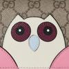Gucci Double G logo owl detail snap closure coated fabric wallet mini women's pink with white and brown