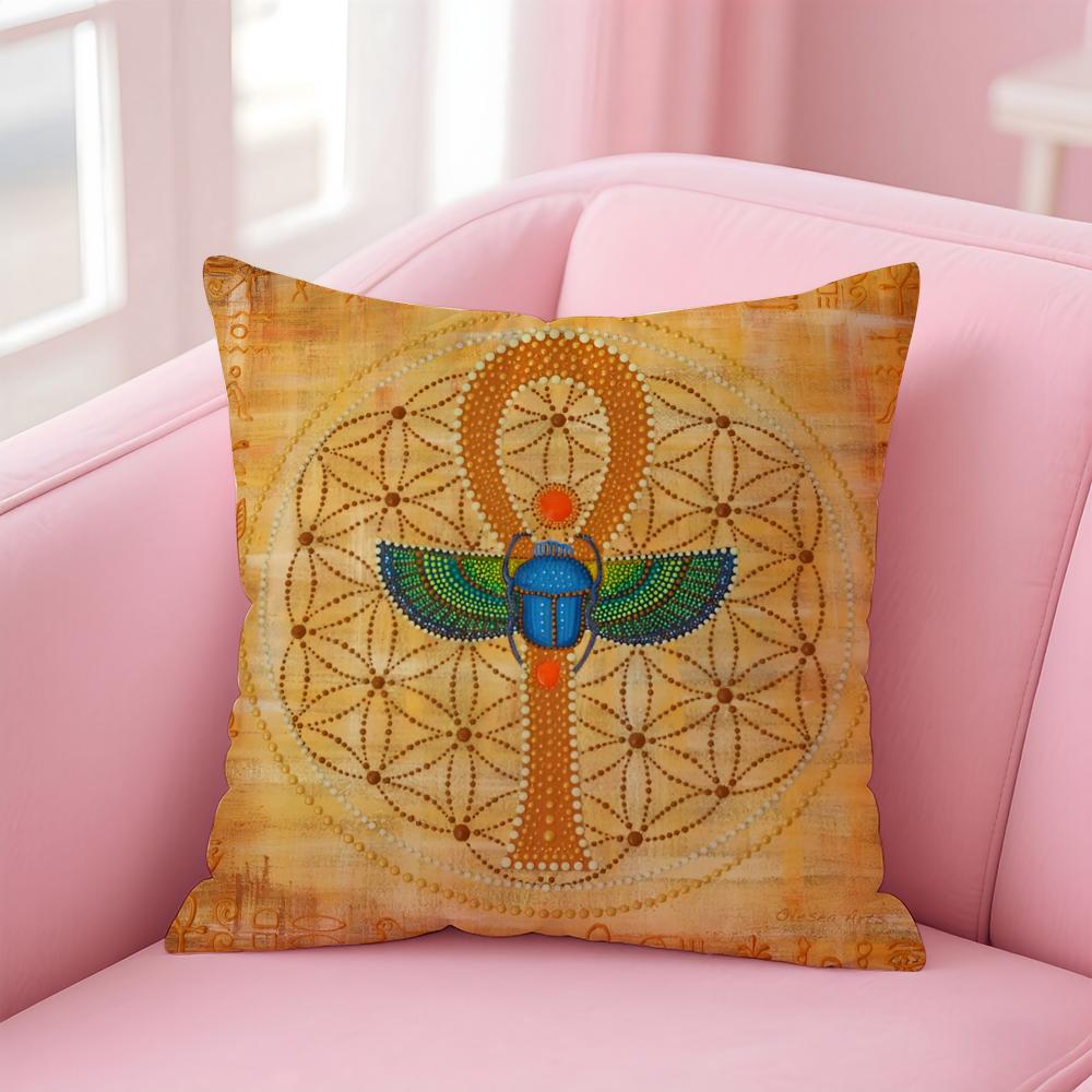 Ancient Ecology Life Talisman Pattern Cushion Cover Pillow Case Soft Skin Friendly Fabric Concealed Zipper