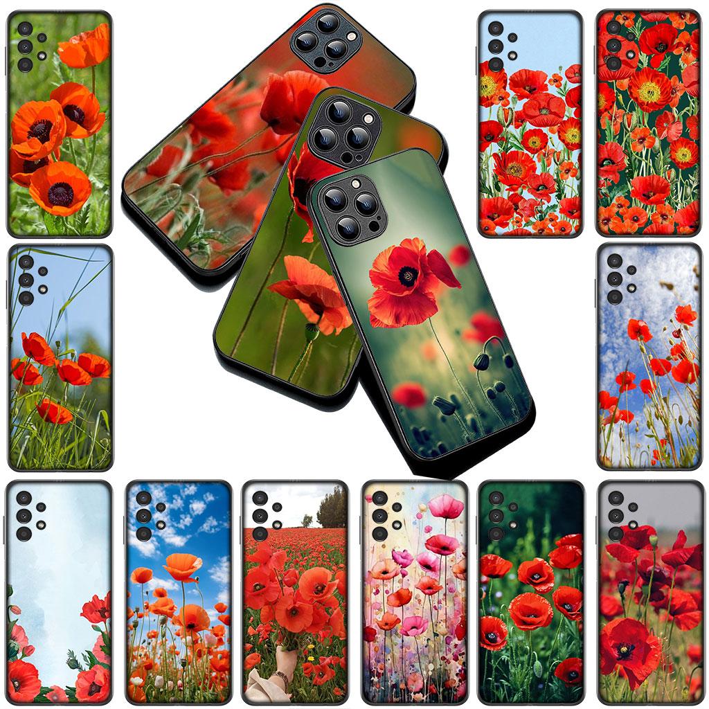 Чехол Красный P-Poppys Цветок Цветение Элегантный Чехол для Телефона для Xiaomi Poco C75 C65 C71 C85 X7 X6 M7 F7 F8 Ultra F6 Pro Корпус