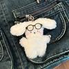 Плюшевый кролик подвеска сумка амулеты мягкий милый белый кролик очки украшение брелок автомобиль рюкзак декор мягкая игрушка кукла собака подарок