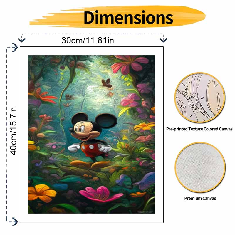 Disney Микки Маус в лесу с разноцветными цветами Набор для масляной живописи Декор для дома Подарок
