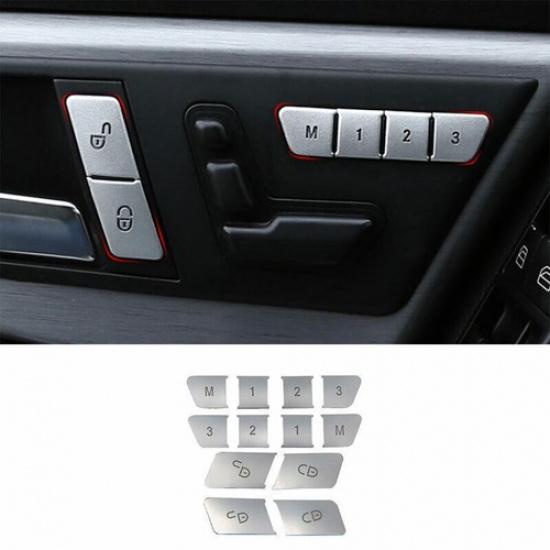 For Benz GLE GLS Silver Aluminum 2016- Memory Button Sticker Decoration 12pc