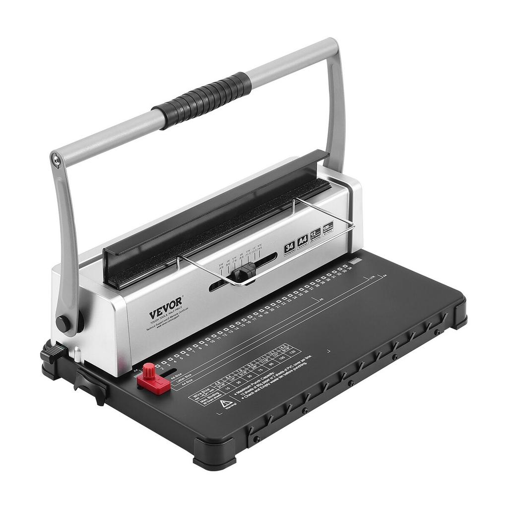 Coil Spiral Binding Machine, Manual Book Maker 34-Holes Binding 120 Sheets, Punch Binder with Adjustable Side Margin, for Letter Size, A4, A5