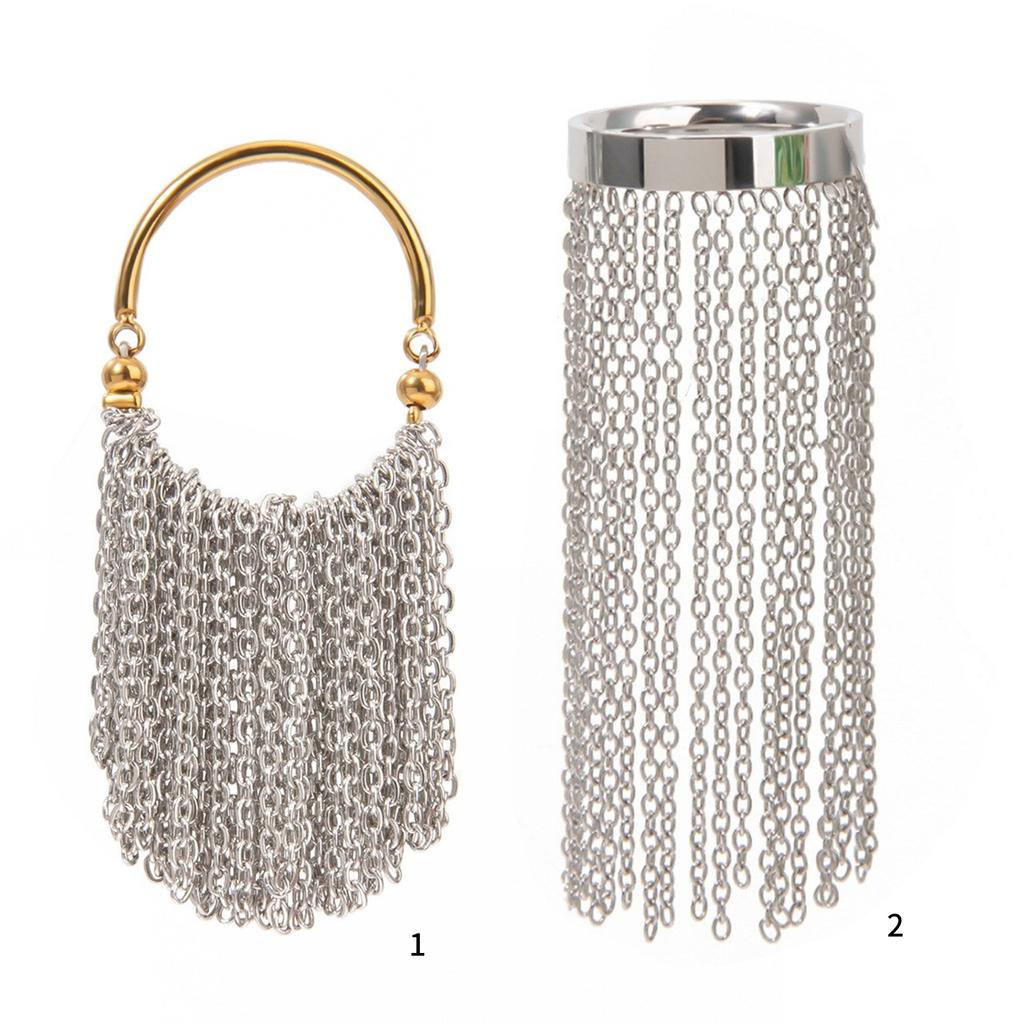 Кольцо из нержавеющей стали с регулируемой цепочкой и бахромой, кольцо на палец, ювелирное украшение, аксессуар для вечеринки для модных леди, уникальные аксессуары