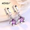 925 Sterling Silver Earrings Jewelry High Quality Retro Simple Pattern Purple White Zircon Earrings Sale