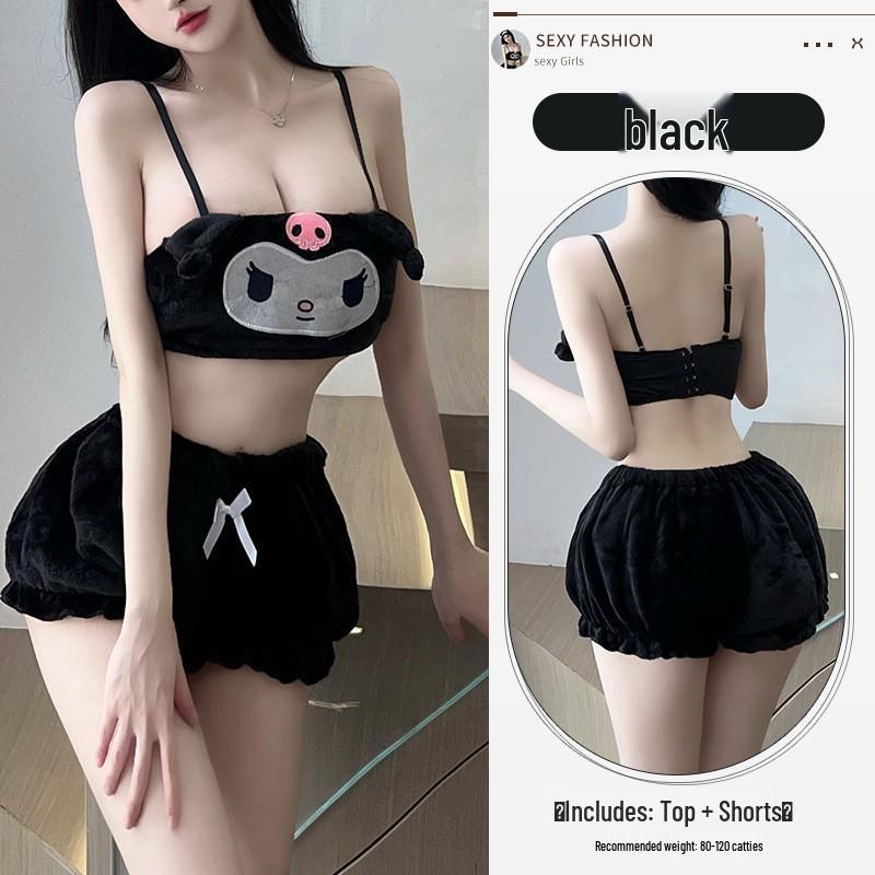 Аниме Cinnamoroll My Melody Kuromi Фланелевый Набор Шорт - Сексуальный из Трех Предметов