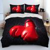 3PCS Bedding Set Red Boxing Gloves Boxer Fight Bedding Set,Duvet Cover Bed Set Quilt Cover Pillowcase,King Queen Size Adult