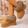 Women's Faux Fur Flat Snow Boots Winter Thick Sole Chunky Platform Ankle Boots  Plus Size Warm Comfort Non Slip Cotton Boots
