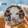 Punch Needle Embroidery Kit Cartoon Highland Cow DIY Embroidery Set with Hoop Punch Needle Starter Craft Kit for Adults And Children