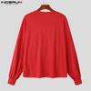 INCERUN Men Round Neck Big Bow Patchwork Long Sleeve Pullover Tops