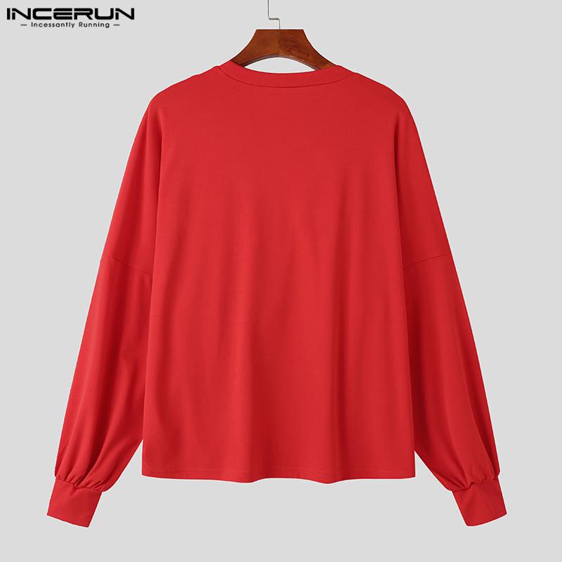 INCERUN Men Round Neck Big Bow Patchwork Long Sleeve Pullover Tops