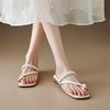 Французские шлепанцы Летние шлепанцы с жемчугом Пляжные тапочки Римские женские туфли на низком каблуке
