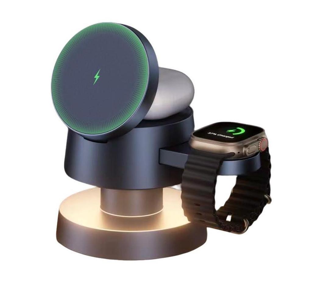 Магнитный ночник Подставка для беспроводной зарядки для Magsafe iPhone 16 15 14 13 12 Apple Watch 9 8 Airpods Pro Станция быстрой зарядки