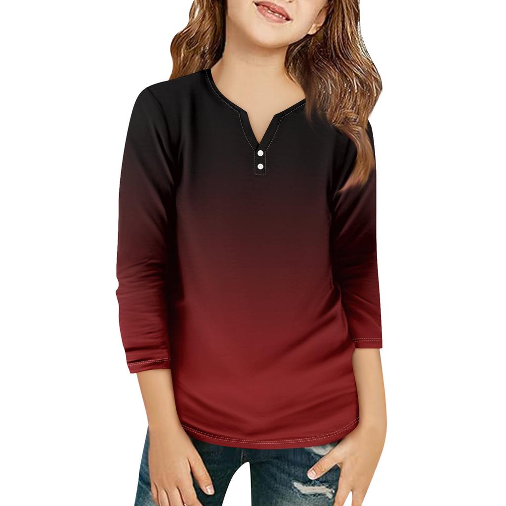 Детская футболка с рукавом 3/4, повседневная футболка с принтом, круглый вырез, блузка-пуловер