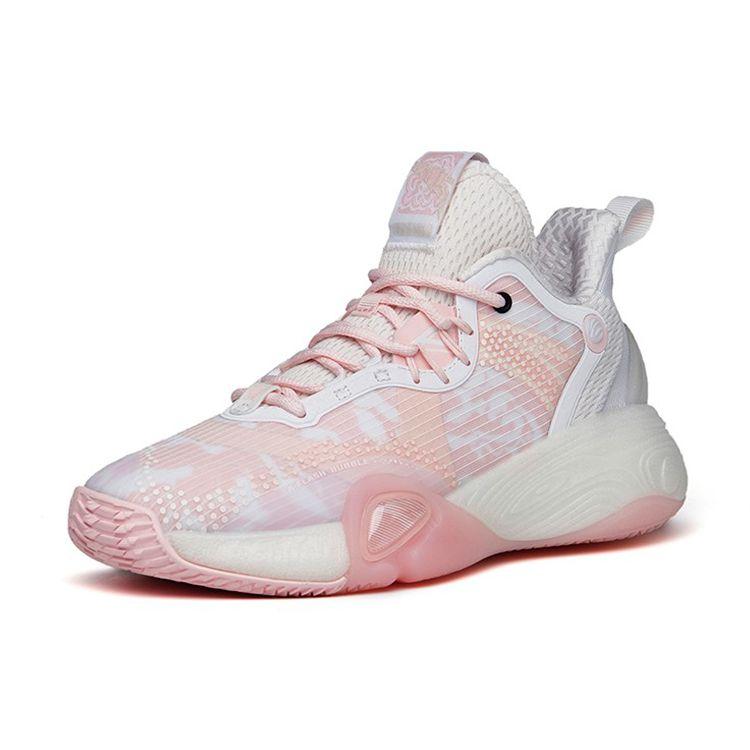 Anta Bubble Bounce Basketball Shoes Women Sneakers Pink White 122211603Q-4