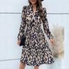 Temperament and Elegance Outer Wear Fashion Women's Fall Pleated Printed Long Sleeve Dresses