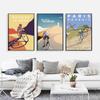 Vintage Sports Bike Cycling Tour Landscape Canvas Painting Poster Wall Art Print Picture for Living Room Home Decoration Cuadros No Frame