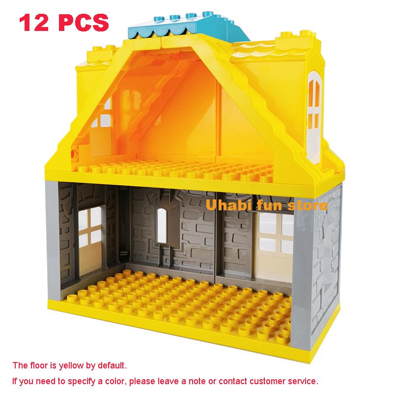 Большие Строительные Блоки Дом Архитектура Окно Стена Крыша Серия Мебели Аксессуары для Сцены Сборка Детские Развивающие Игрушки