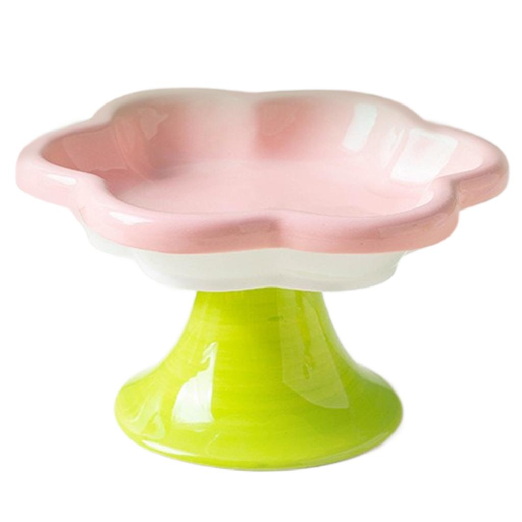 Керамическая миска для кошек на высокой ножке с дизайном в форме цветка для удобного приема пищи и предотвращения проливания, миска для кормления кошек