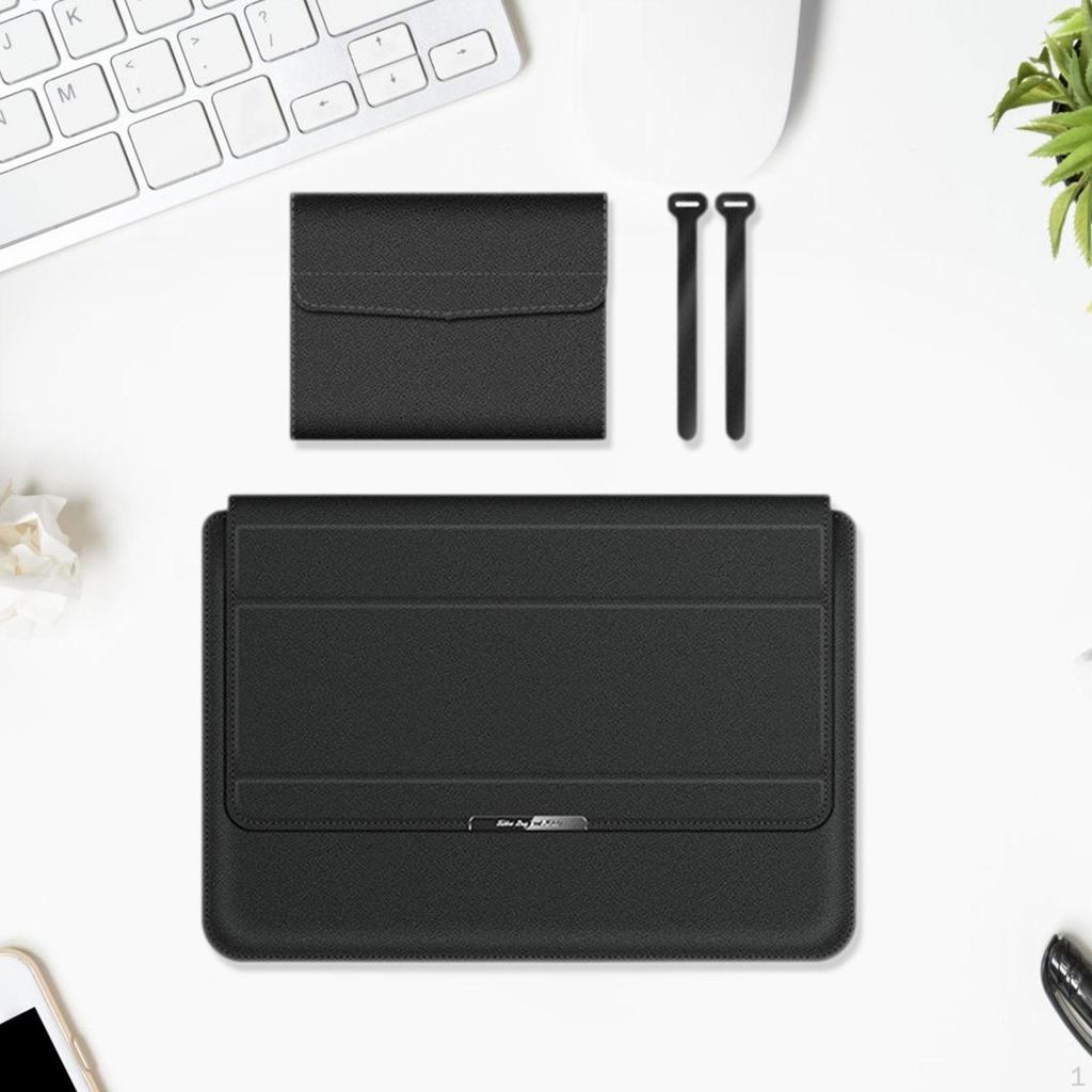 Laptop Sleeve Case Computer Bag Carrying PU Leather Stylish for 13/14inch with Invisible Stand