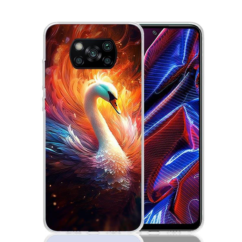 Чехол для телефона 'Белый лебедь' Grace Art для Xiaomi Poco X7 X6 X5 Pro F7 Ultra Redmi 15C 15 13 13C 12 12C 10 10A 10C 9 9A 9C 9T Обложка Poc