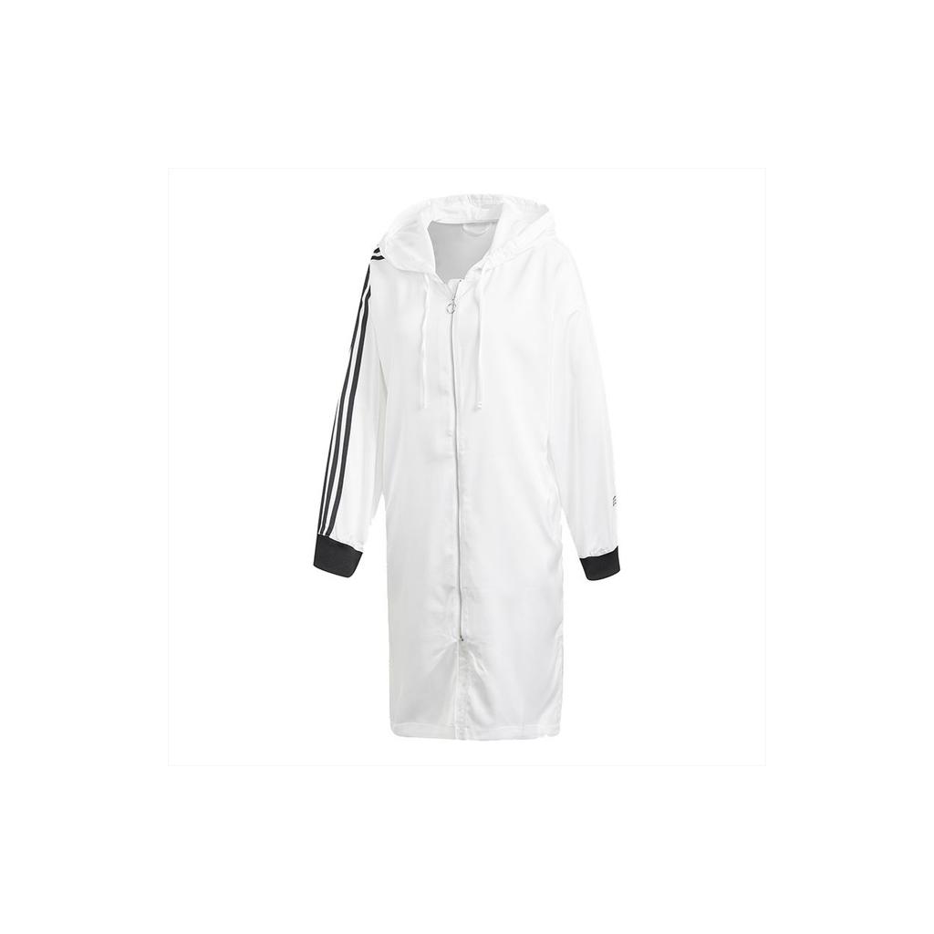 Adidas Женская ветровка Originals Trefoil с молнией и капюшоном, длинная, ветрозащитная, белая DU7255