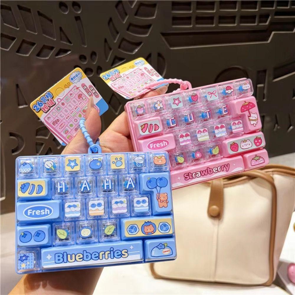 Transparent Dual-Tone Mini Keyboard Pendant 26-Key Keyboard Keychain Desktop Decoration
