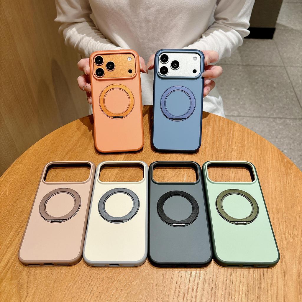 Чехол-подставка с магнитом, вращающийся на 360°, Color-Block, для iPhone 17 Pro Max, с покрытием Apple 16 Skin Feel