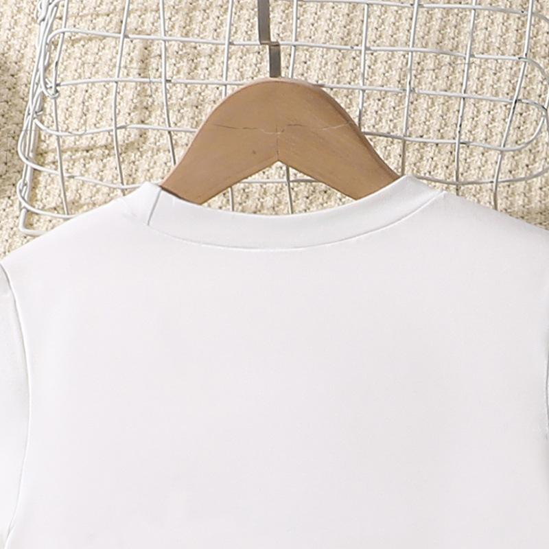 Детский костюм для девочек 8-12 лет, летний новый модный топ с короткими рукавами и буквенным принтом + повседневные широкие брюки