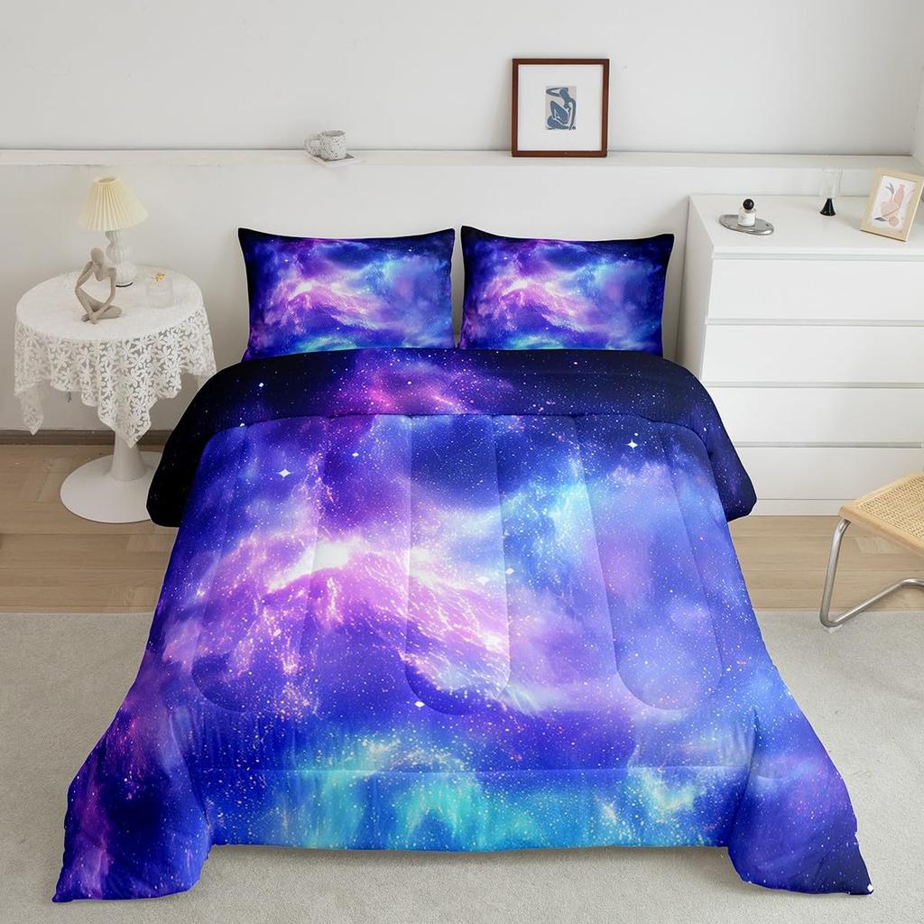 Butterfly Dream Catcher Comforter Set for Kids Teens Girls, Mandala Feather Bedding Down Comforter Twin Size, Bohemian Duvet Insert, Galaxy