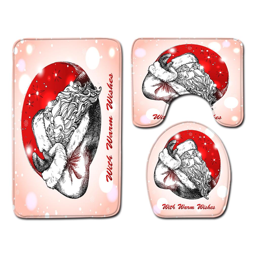 Christmas Bathroom Floor Mat Toilet Three-Piece Set