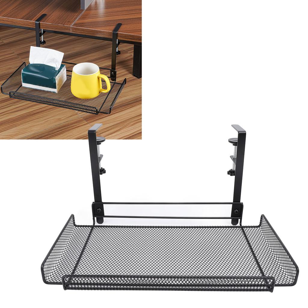 Under Desk Clamp On Storage Shelf Basket Cable Management Tray for Wire Router Power Strip