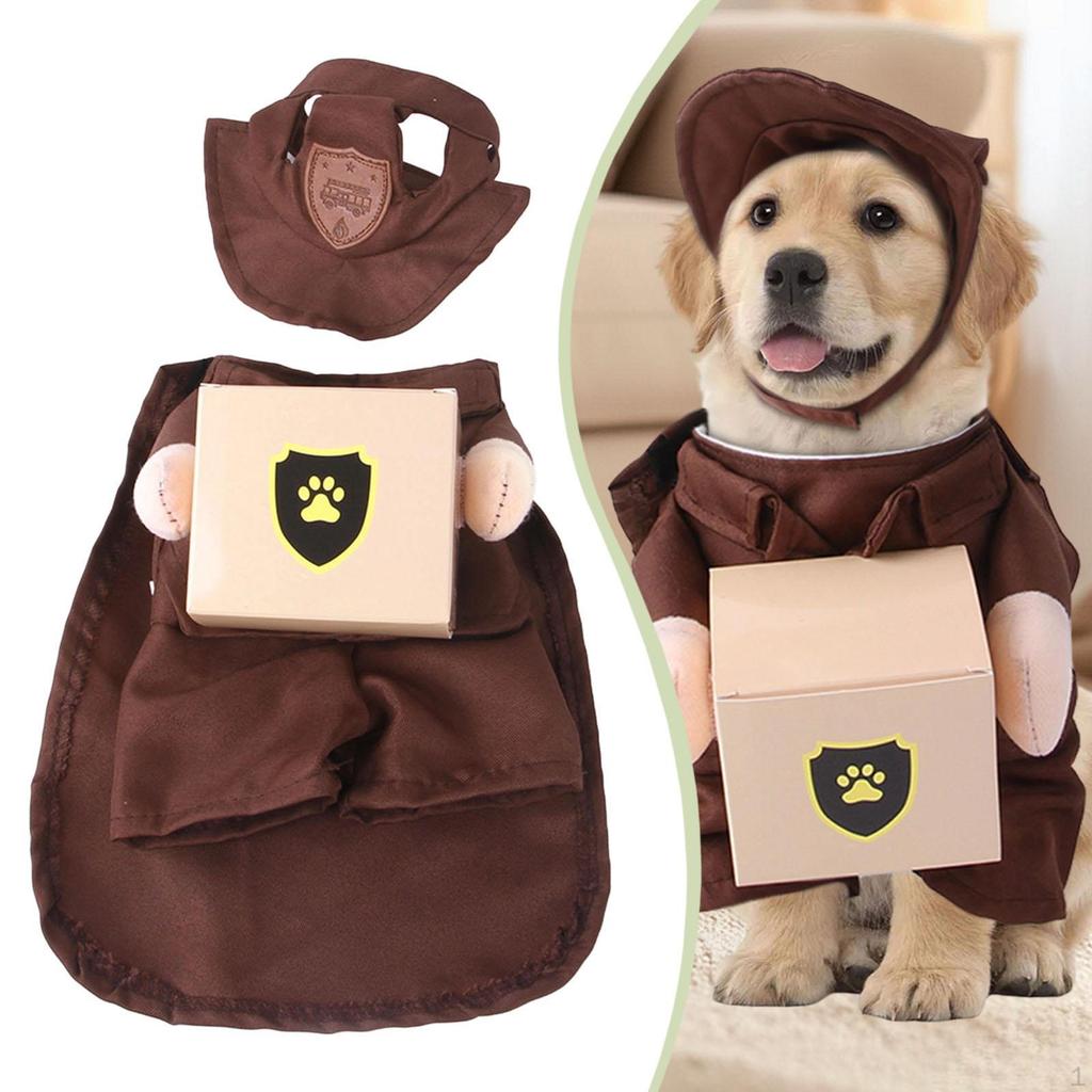 Mail Carrier Dog Costume for Dogs Cats Accessories with Hat Pet Apparel Christmas Halloween Role