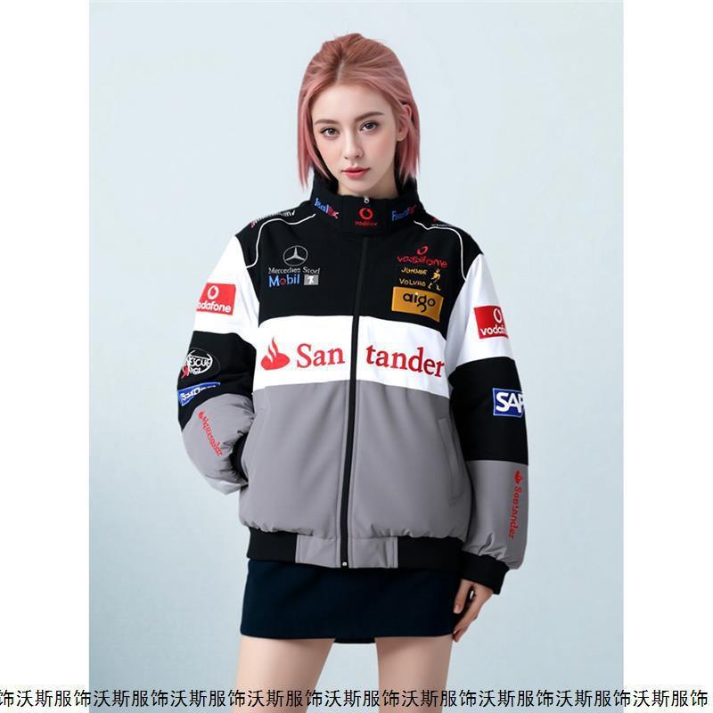 Men Women Motorcycle Racing Style Windproof Jacket Casual Biker Coat Lightweight Embroidered Retro Sport Outerwear