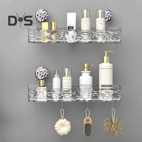 1/2 шт., прозрачная настенная полка без сверления, присоска, большая вместимость, простая установка, универсальный органайзер для ванной комнаты и душа