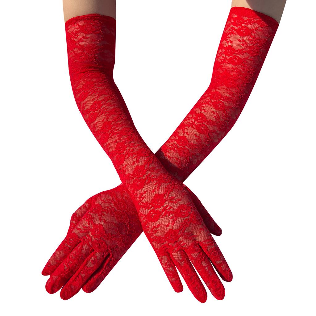 Перчатки женские длинные кружевные 54 см палец свадебные формальные рождественские распродажа школьные оригинальные аксессуары для одежды праздничные