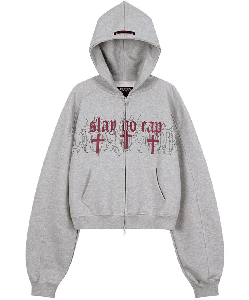 Серый укороченный худи на молнии Lerenne Cross Crop Hood Zip-Up