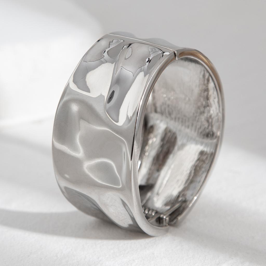 Vintage Gold Color Hip Hop Metal Irregular Spring Bangles Punk Wide Cuff Geometric Bracelets Couple Women Men Emo Party Jewelry