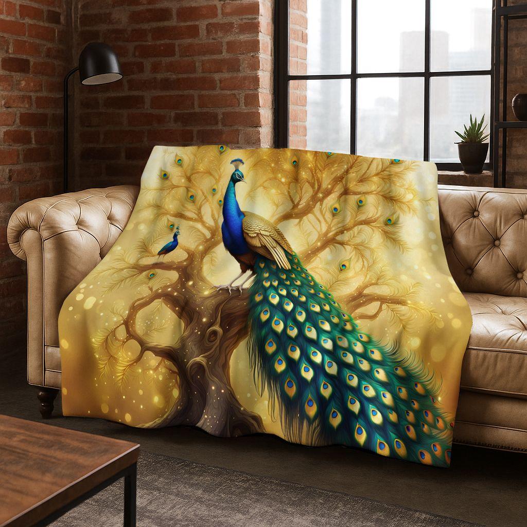 3D Colorful Peacock Romantic Birds Dream Flannel Blanket,Cozy Soft Throw Blanket for Home Bedroom Bed Sofa Picnic Cover Gift Kid