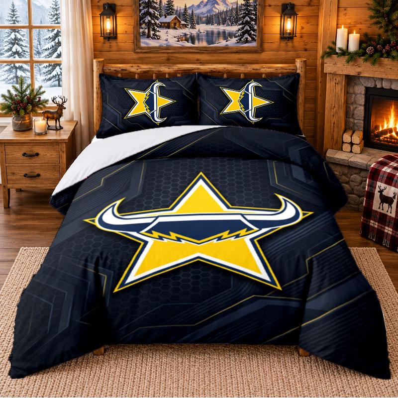 Printed 3Pcs Bedding Set North Queensland Cowboys Pattern Bed Sheet Pillowcase For Bedroom Decor