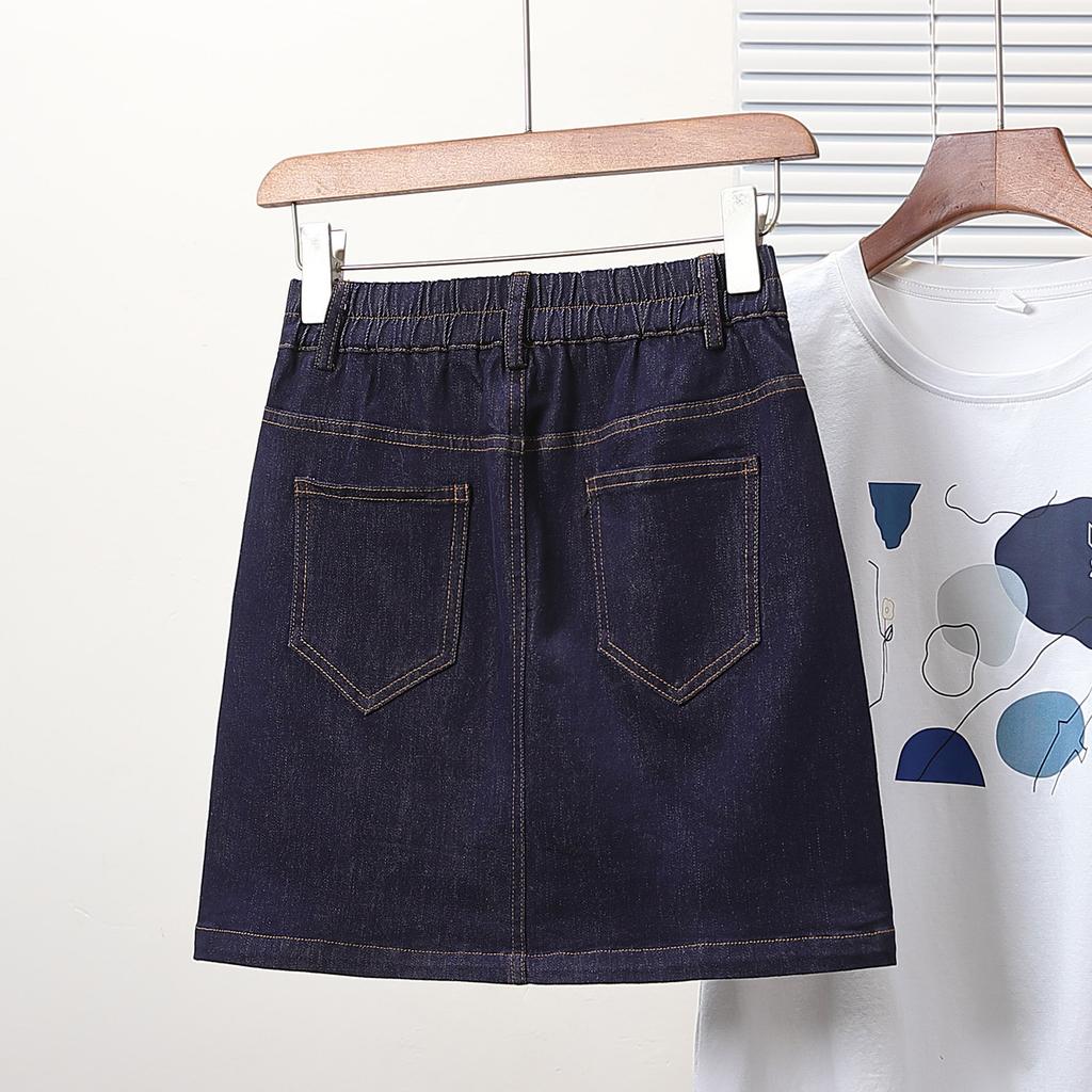 DIMANAF 2025 Летние джинсовые юбки больших размеров для женщин, эластичные, с высокой талией, повседневная мода, А-силуэт, джинсовая юбка, тонкая