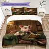 Vintage Persona Pig Pattern Bedding uilt Set uilt Cover Pillowcase Home Decoration Birthday Gift (1 * duvet cover + 2 * pillowcase without core)