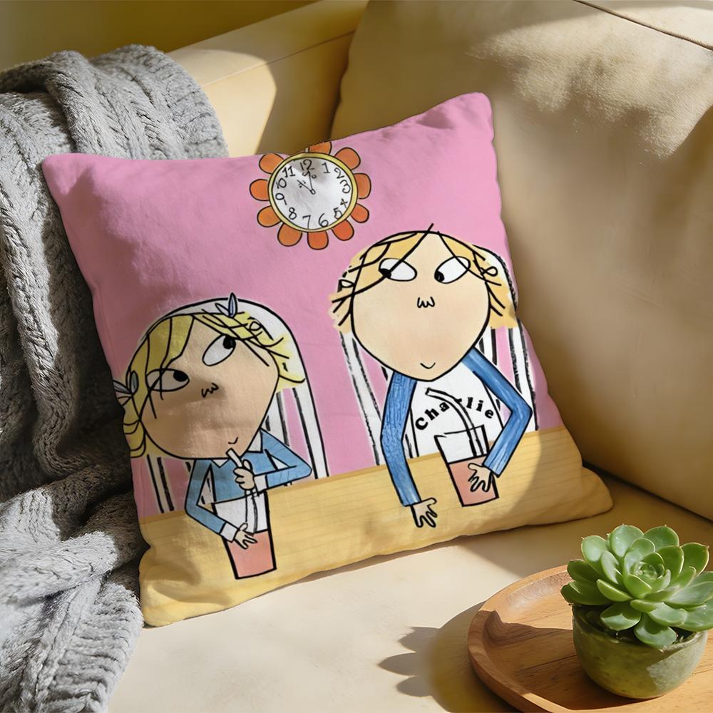 Cushion Cover Washed Linen Soft Breathable Decorative Case for Sofa Home Pillow cover CCharlie and Lola Anime