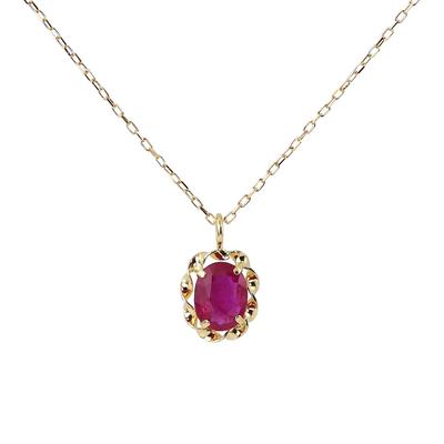 Рубиновое ожерелье из 18-каратного желтого золота K18 Single Grain 18K, камень июля, красный [Barzaz] для женщин